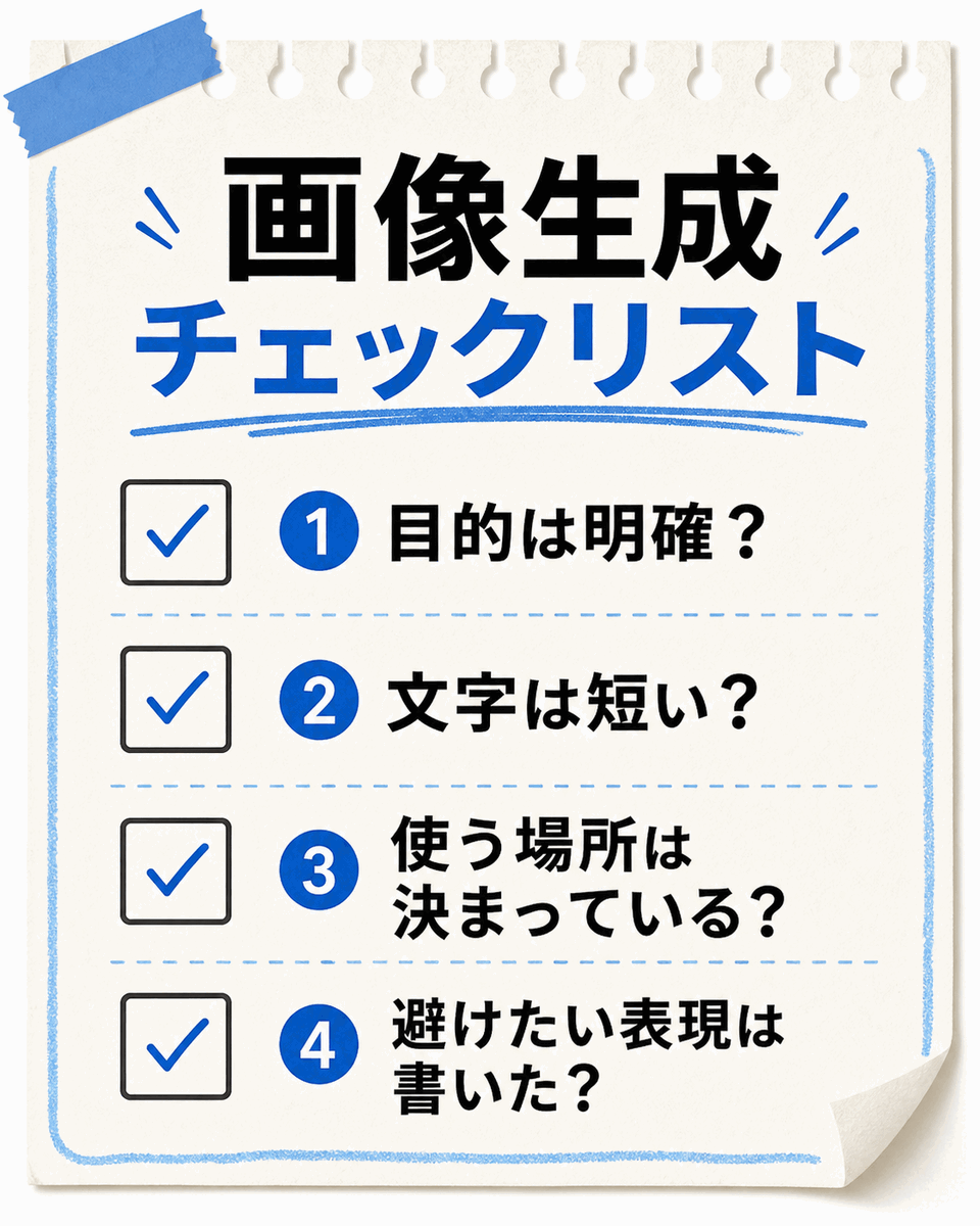 画像生成前に確認するチェックリスト画像例