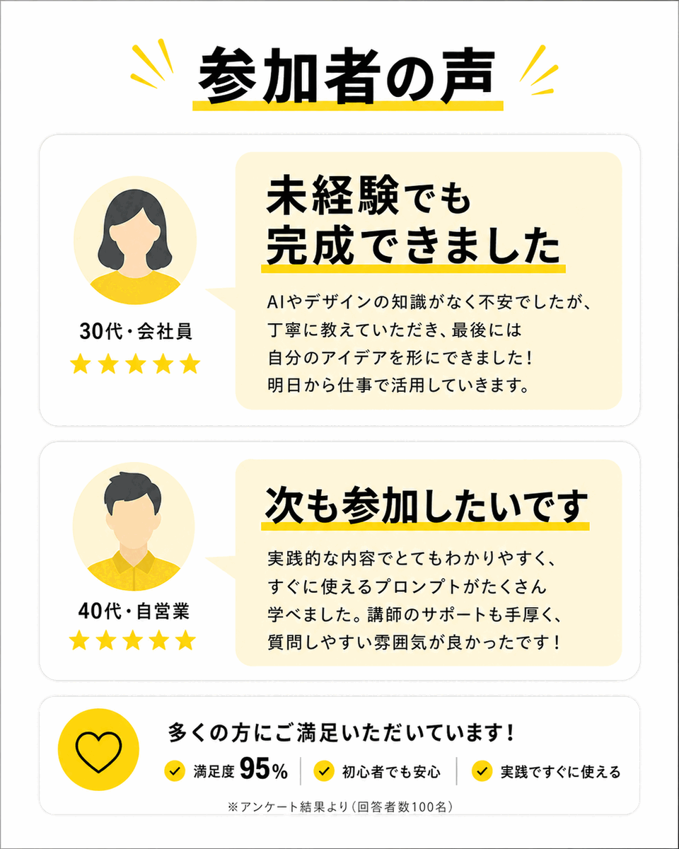 AI勉強会のお客様の声画像例