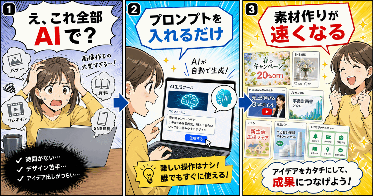 漫画風のサービス紹介画像例