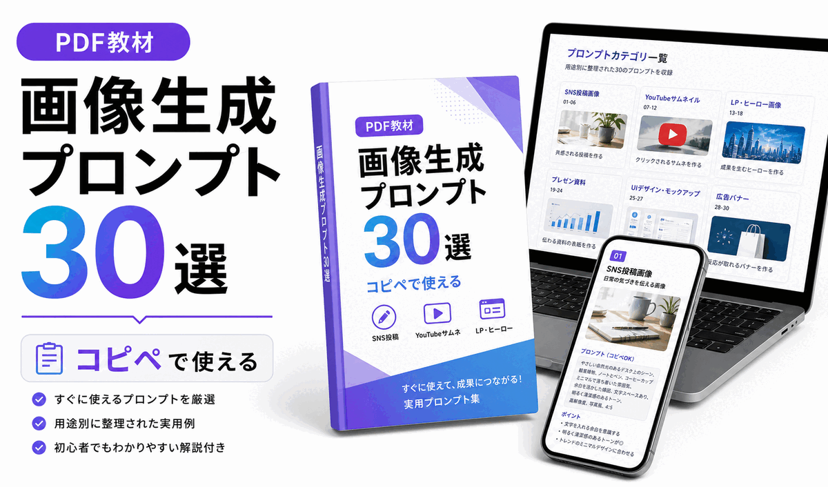 画像生成プロンプトPDF教材の商品モックアップ例