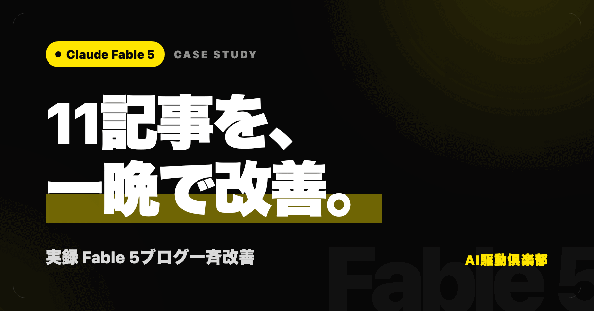 実録:Claude Fable 5でブログ11記事を一晩一斉改善のヒーロー画像