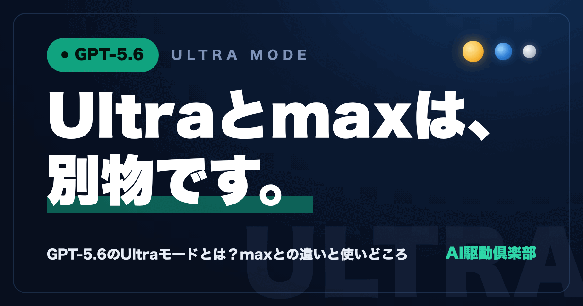GPT-5.6のUltraモードとmaxの違いを表したヒーロー画像